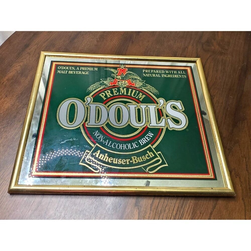 ODouls Premium Non-Alcoholic Brew Bar Mirror Sign‎ With Gold Frame